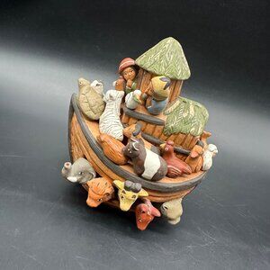 Noahs Ark Clay Figurine Folk Art Decor Maurelio Peru Animals Bible Religious